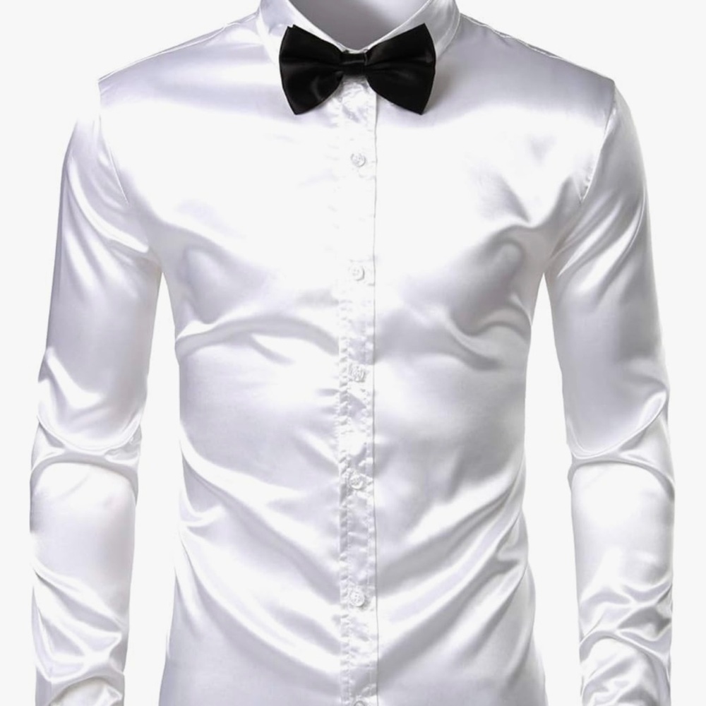 Men silk shirt with bow